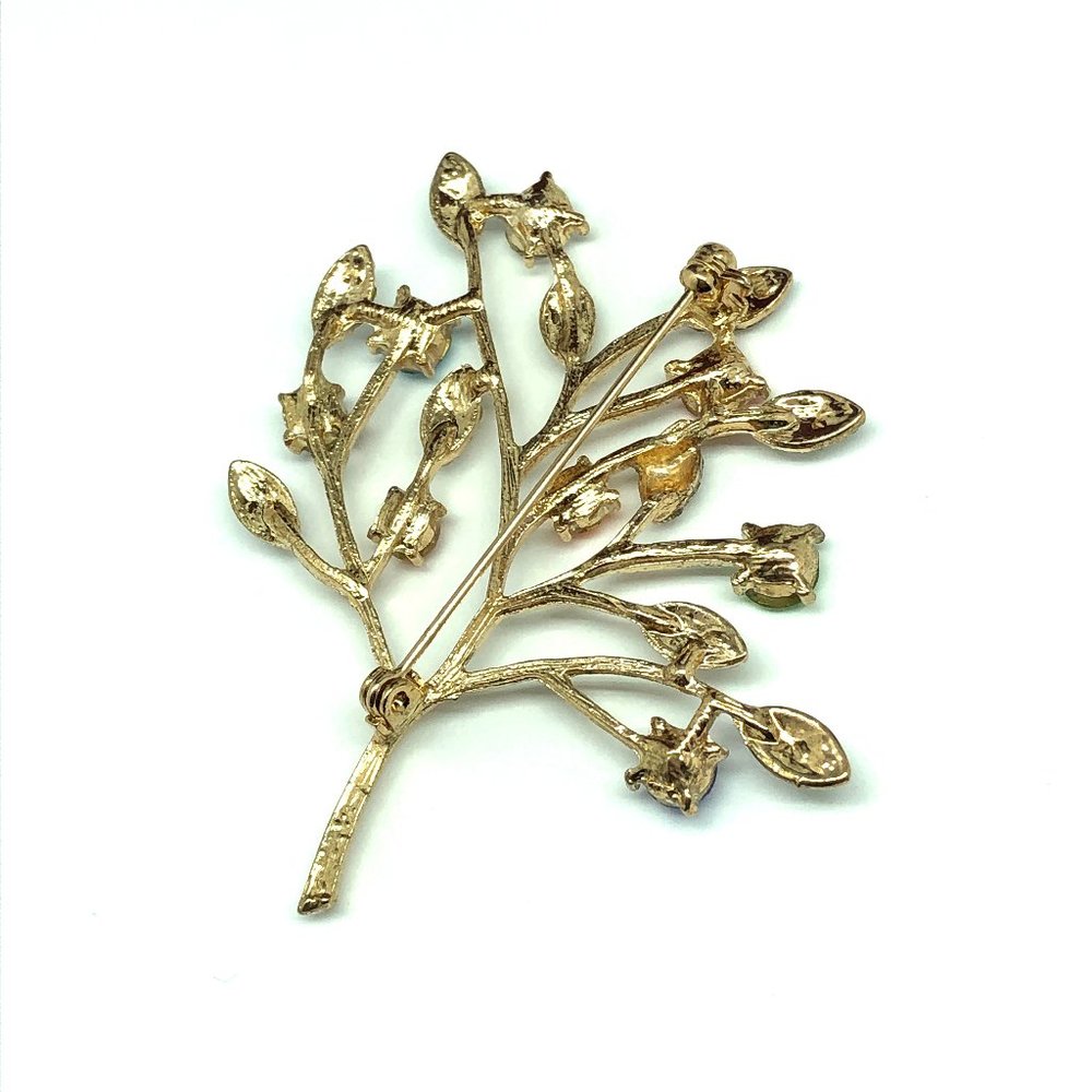 Sparkly Gold Rhinestone Tree Brooch - Picture 3 of 6